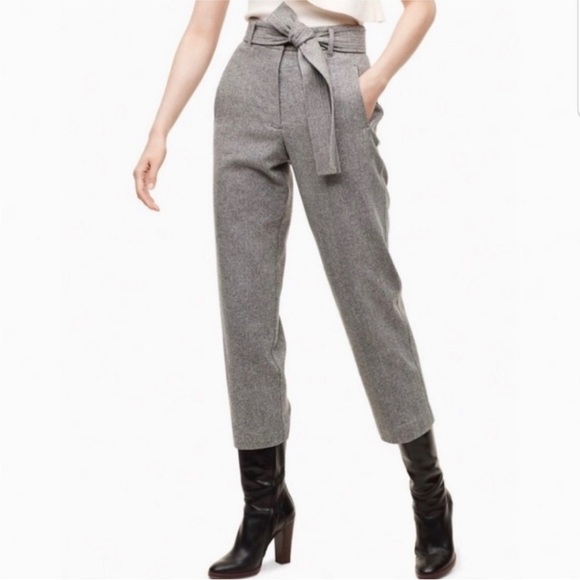 Wilfred Aritzia Jallade Cropped Cashmere Blend Wool Pants Gray Size 4 - Picture 3 of 11